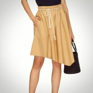 Vince Asymmetric Drawstring Skirt Women's Large Khaki Elastic Waist